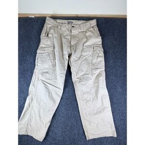 Guide Gear Cargo Pants Men 38x30 Khaki Cotton Double Knee Pockets Outdoor Hiking